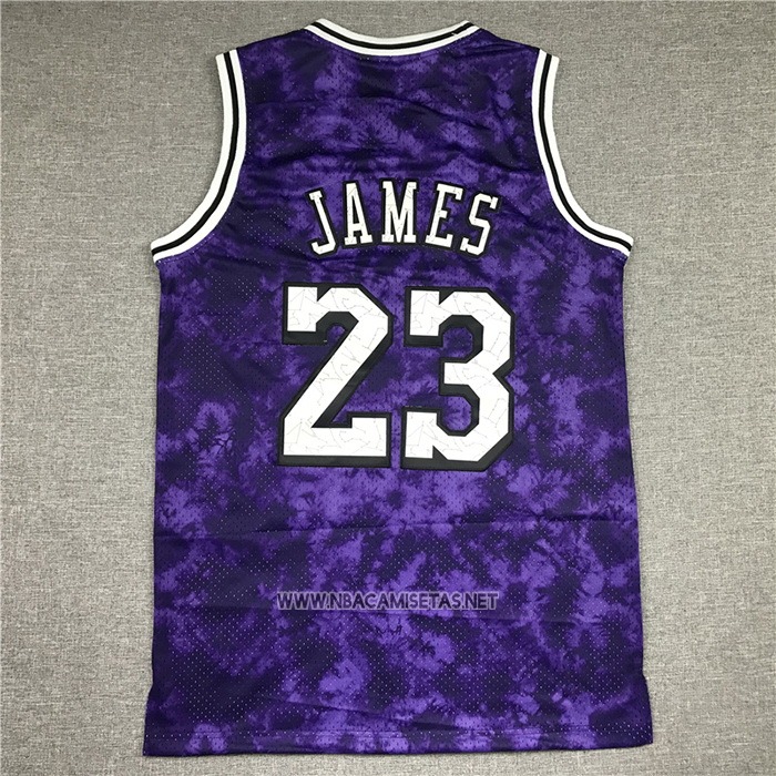 Camiseta Los Angeles Laker Lebron James NO 23 Galaxy Violeta